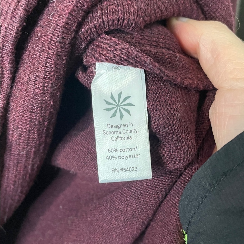 Athleta Aster Ribbed Hooded Pullover Sweatshirt Maroon Women Size Large - Picture 8 of 8